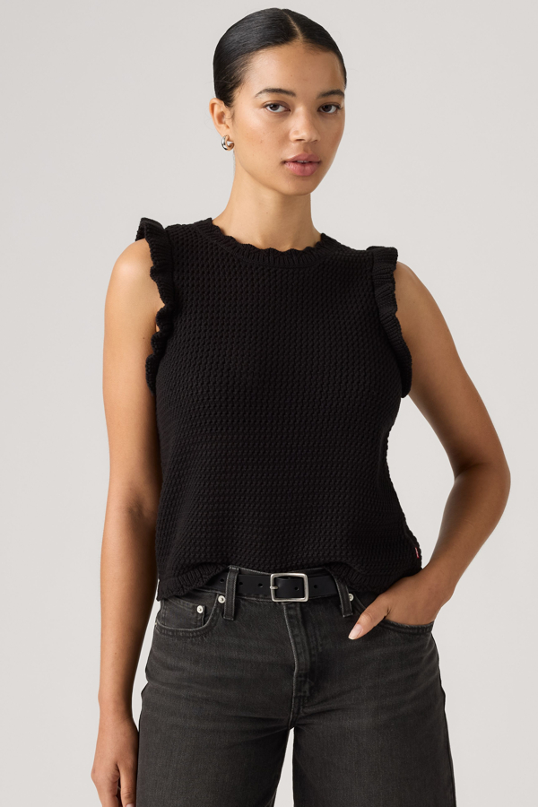 Camiseta sin mangas Lulu Flutter Sleeve Sweater - Mujer - L - Negro / Anthracite Night