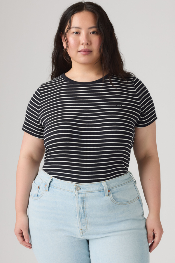 Camiseta Hayes (talla extragrande) - Mujer - 1X - Negro / Gemini Stripe Anthracite Night