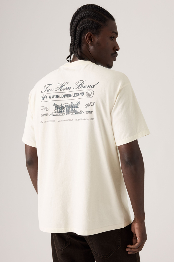 Graphic Vintage Fit Pocket Tee - Men - L - White / Two Horse Brand Egret
