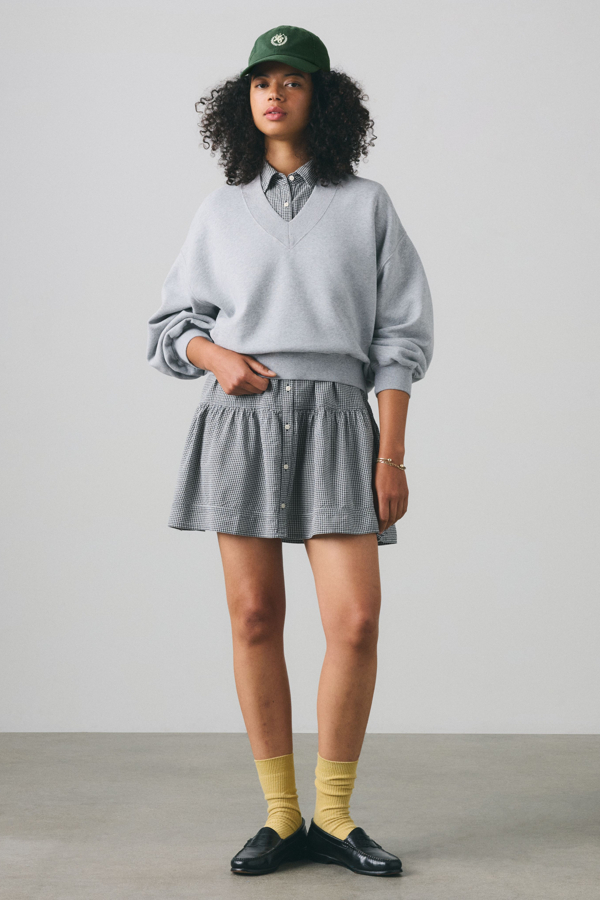 Vintage V Neck Sweatshirt - Mujer - L - Grey / Medium Grey Heather B12b
