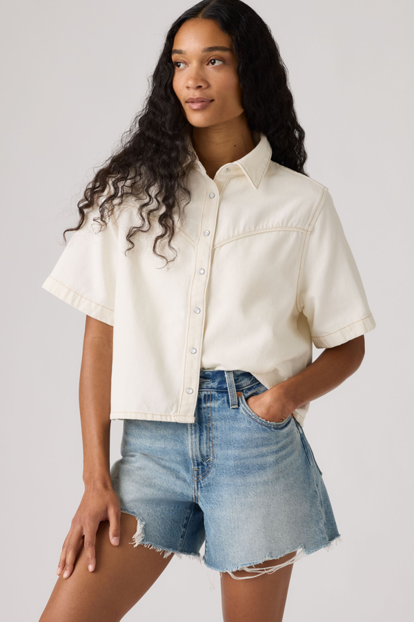 Camisa denim de manga corta Logan - Mujer - L - Crema / Truth Slip