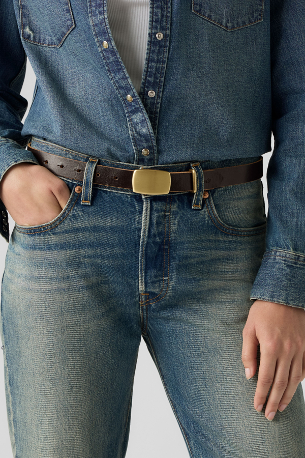 Presidio Plaque Buckle Belt - Women - 100 - Brown / Bracken