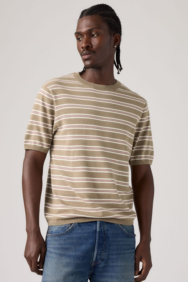 Short Sleeve Sweater Tee - Hombre - 2XL - Multicolor / Lucas Stripe Egret