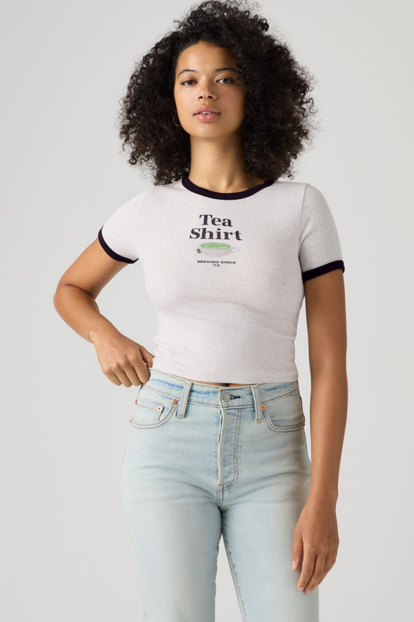Graphic Hayes Cropped Tee - Mujer - L - Grey / Tea Shirt Orbit Heather Gray Anthracite