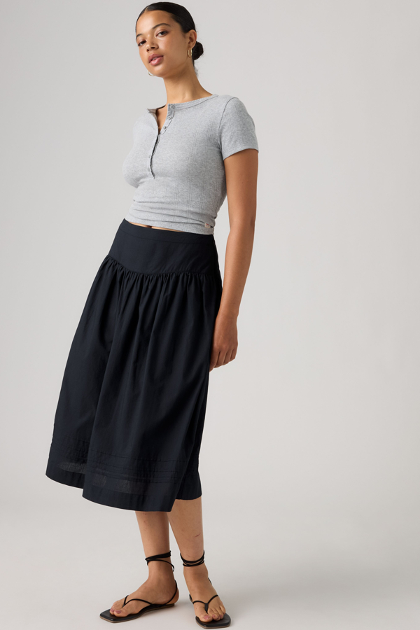 Falda midi Brionna - Mujer - M - Negro / Anthracite Night Cotton
