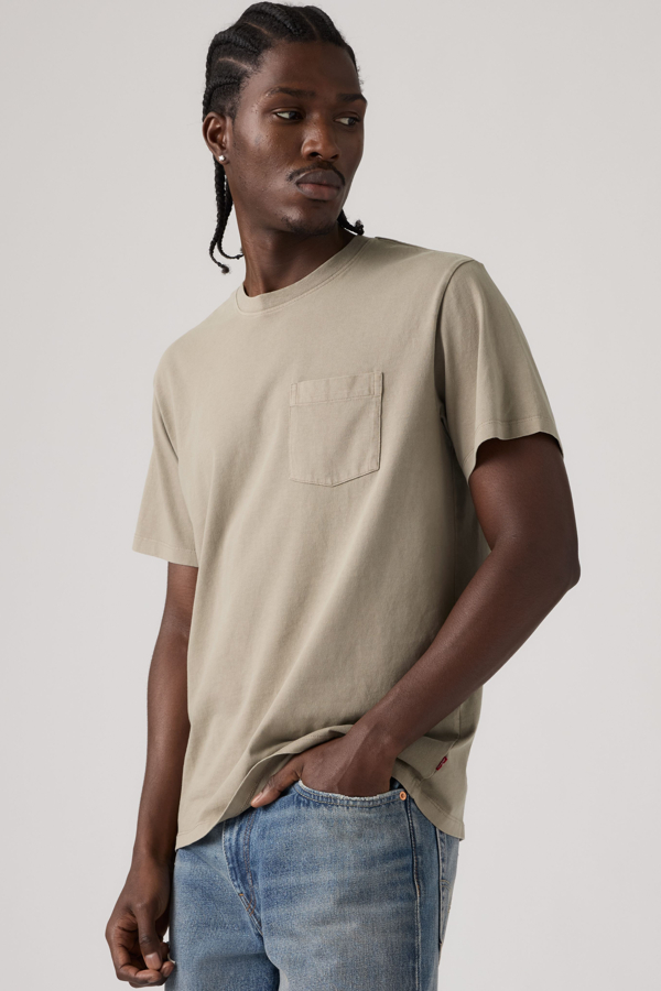 Camiseta Essential Pocket - Hombre - L - Gris / Garment Dye Vintage Khaki