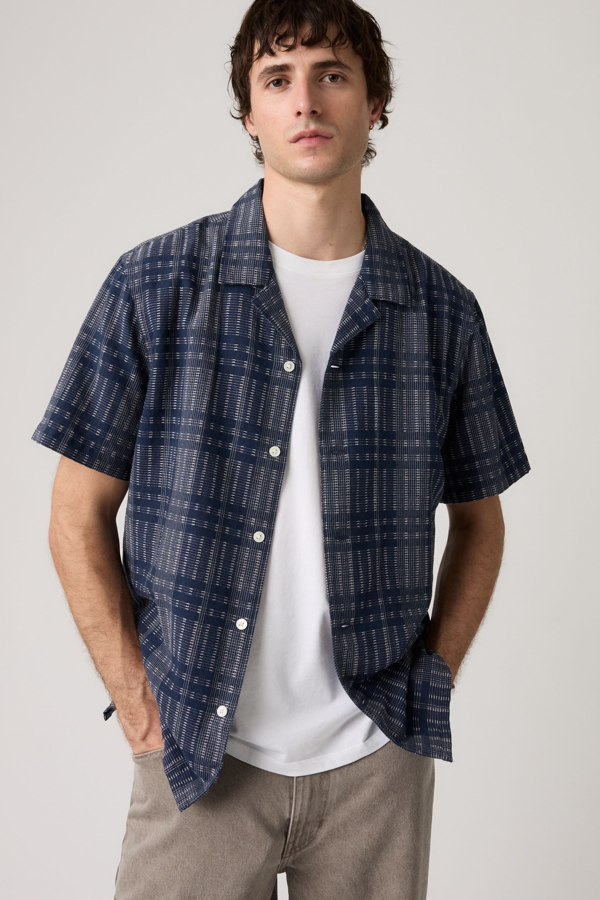 Sunset Camp Standard Fit Lightweight Shirt - Men - 2XL - Blue / Zoe Plaid Dobby