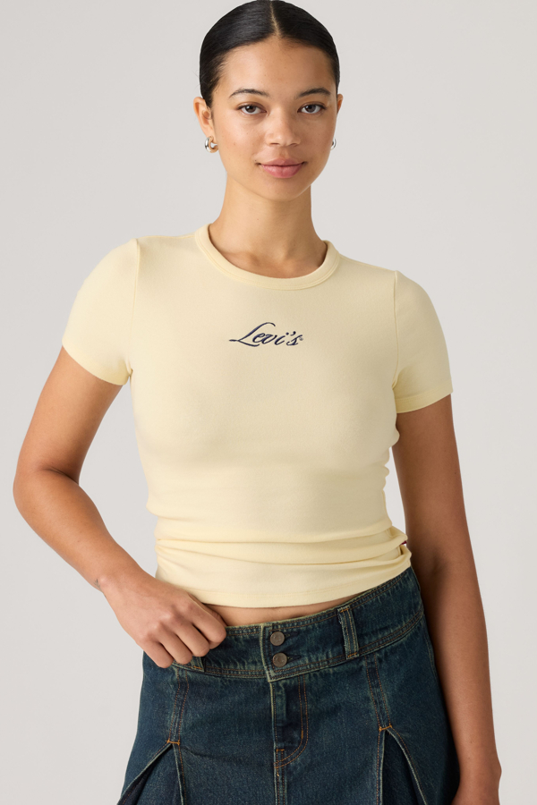 Camiseta Graphic Hayes - Mujer - L - Amarillo / Embroidered Script Pear Sorbet