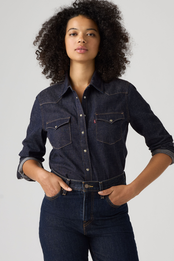 Heritage Western Denim Shirt - Women - L - Medium Wash / First Impression Western