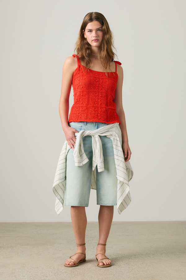 Abbey Tie Shoulder Sweater Tank Top - Mujer - L - Rojo / Signal Red