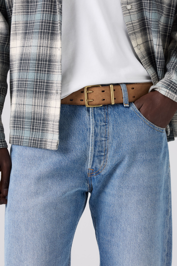 Potrero Double Prong Belt - Men - 100 - Brown / Bison