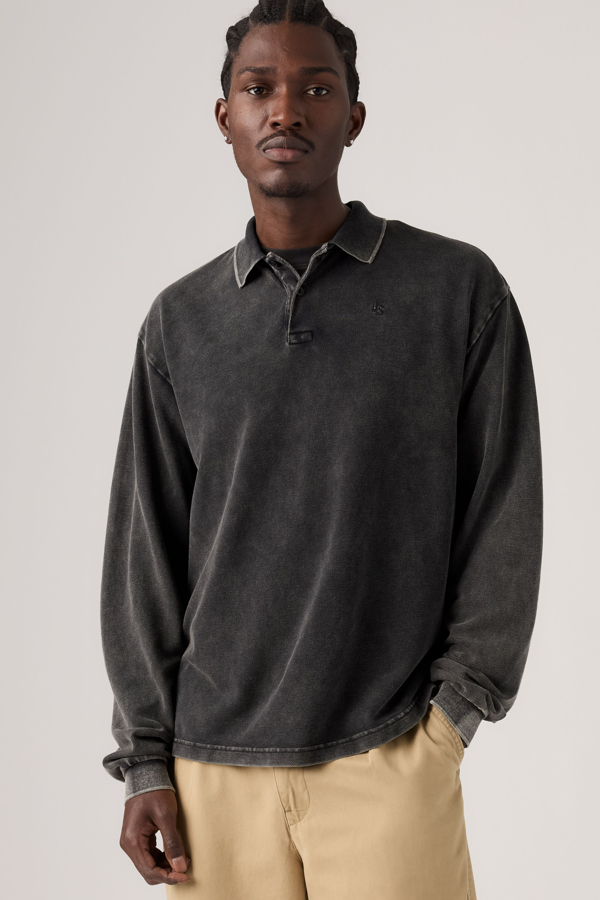 Polo de manga larga Finn de corte cuadrado - Hombre - 2XL - Negro / Dapple Jet Black