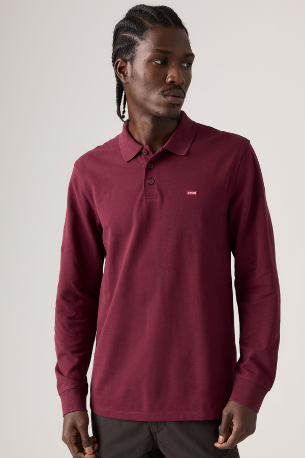 Long Sleeve Housemark Polo Shirt - Hombre - L - Púrpura / Tawny Port