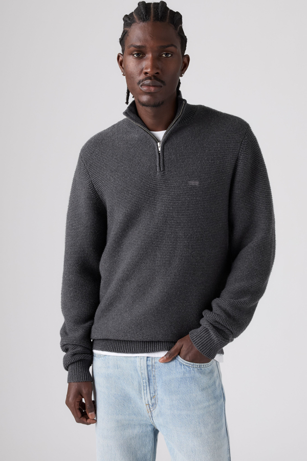 Housemark Quarter Zip Sweater - Hombre - 2XL - Negro / Obscidian Heather