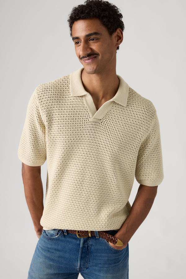 Dillon Open Collar Polo - Hombre - 2XL - Crema / Castle Wall