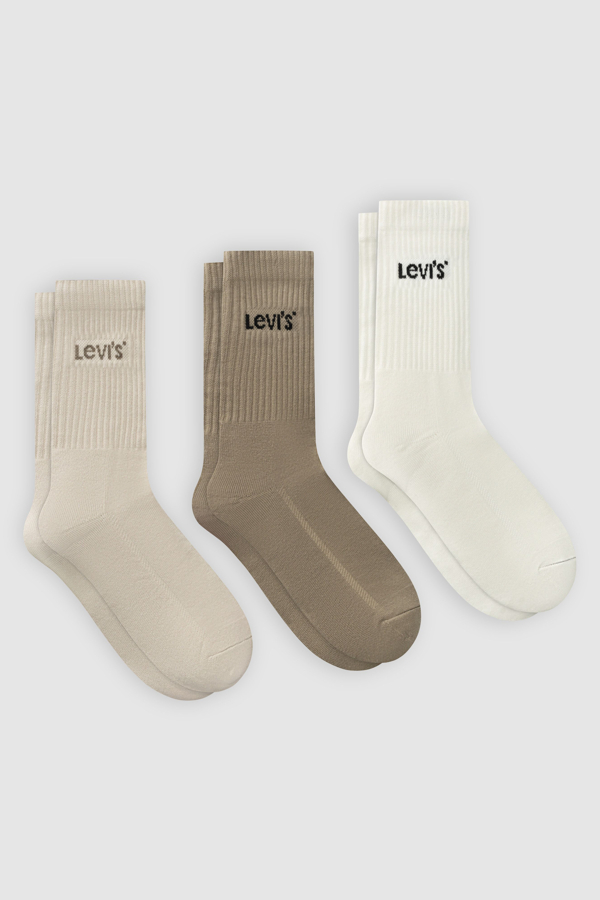 Levi's Regular Cut Socks 3 Pack - Mujer - 35 - Beige / Beige Combo