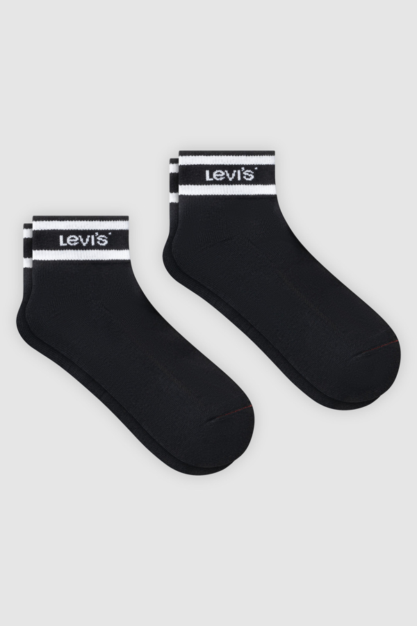 Levi's Mid Cut Sport Socks 2 Pack - Mujer - 35 - Black / Black