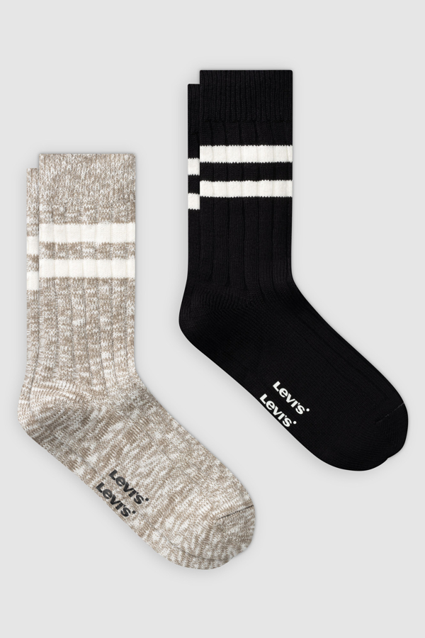 Levi's Regular Cut Mouline Bootsock 2 Pack - Mujer - 39 - Black / Grey/Black