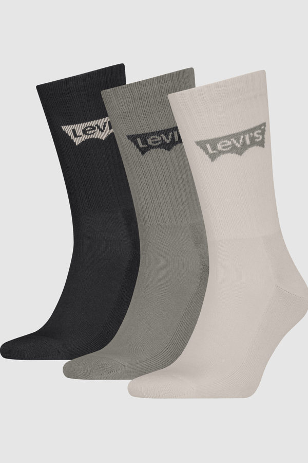 Levi's Regular Cut Batwing Sport Socks 3 pack - Hombre - 35 - Multicolor / Beige/Black