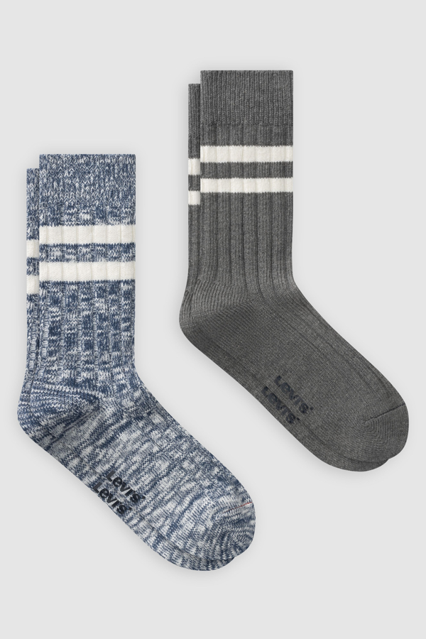 Levi's Regular Cut Mouline Bootsock 2 Pack - Mujer - 39 - Multi Colour / Blue/Grey