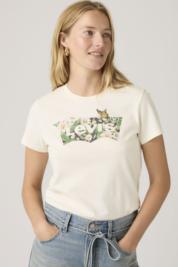 Levi's Donna Giallo / Daisy Batwing Egret T-Shirt Perfect Graphic - 2XS