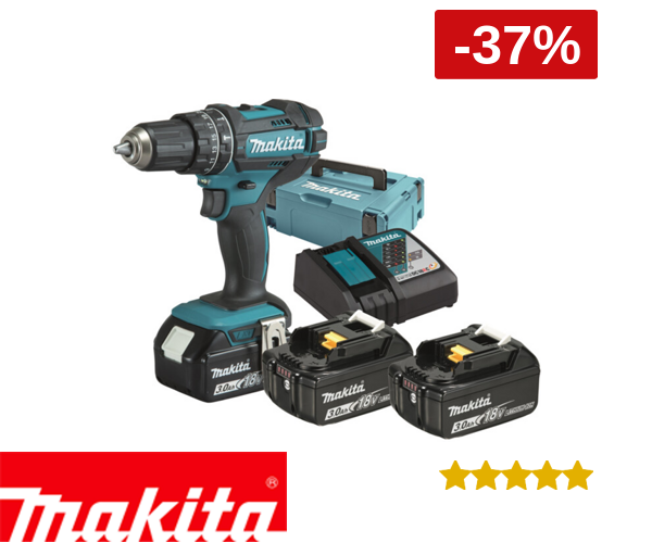 Makita Akku-Schlagbohrschrauber 18V mit 3 Akkus DHP482RF3J