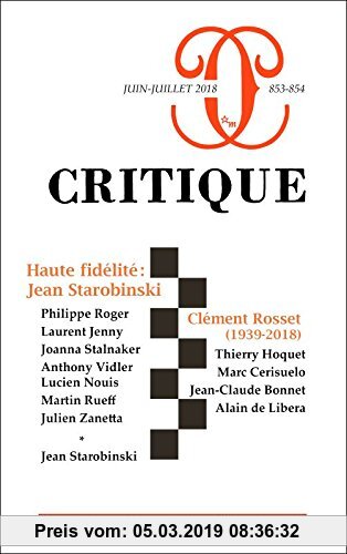 Gebr. - Critique 853-854 : Haute Fidelite : Jean Starobinski