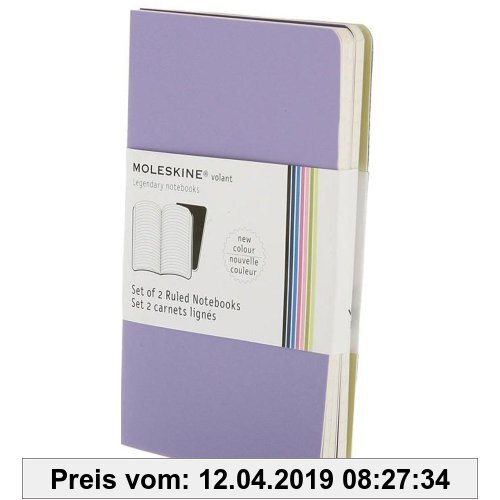 Gebr. - Moleskine Volant Notizhefte (liniert, Pocket, Weicher Einband) 2er-Set hellviolett/violett