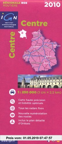 Gebr. - France Centre 1 : 250 000: Carte haute précision et lisibilité optimale/Tous les radars fixes/Nouvelle numérotation des routes/Inclus le plan