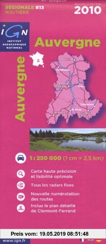Gebr. - Auvergne 1 : 250 000: Carte haute précision et lisibilité optimale/Tous les radars fixes/Nouvelle numérotation des routes/Inclus le plan détai