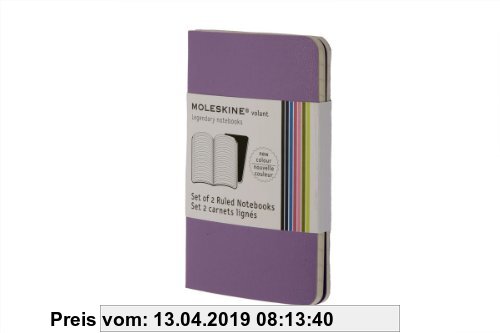 Gebr. - Moleskine Volant Notizhefte (liniert, X-Small, Weicher Einband) 2er-Set hellviolett/violett