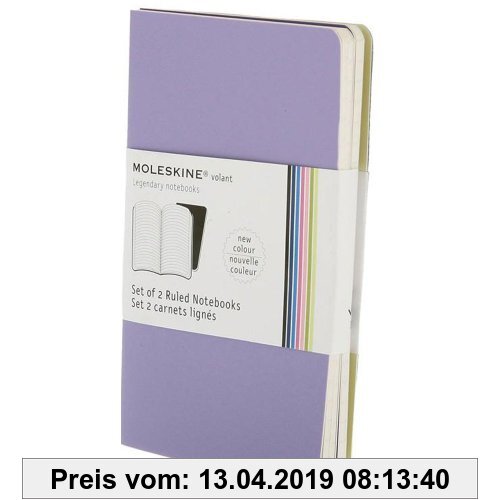 Gebr. - Moleskine Volant Notizhefte (liniert, Pocket, Weicher Einband) 2er-Set hellviolett/violett