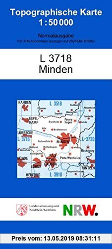 Gebr. - Minden (N) (Topographische Karten 1:50000 (TK 50) Nordrhein-Westfalen (amtlich) / Normalausgabe (N): Grundriss, Gewässer, Höhenlinien, Vegetat