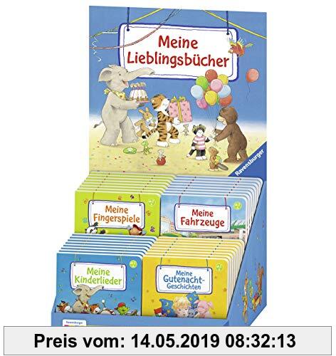 Verkaufs-Kassette "Meine Lieblingsbücher". 4 Titel à 8 Exemplare: Meine Kinderlieder / Meine Fahrzeuge / Meine Fingerspiele / Meine Gutenacht-Geschichten