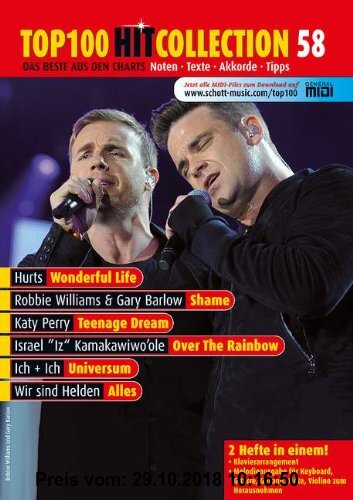Gebr. - Top 100 Hit Collection 58: 6 Chart-Hits: Over The Rainbow - Wonderful Life - Shame - Teenage Dream - Universum - Alles. Noten für Klavier und