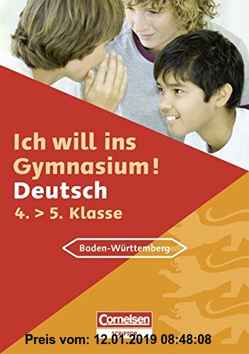 Gebr. - Ich will ins Gymnasium Deutsch 4. Schuljahr. Übungsbuch mit separatem Lösungsheft (40 S.). Baden-Württemberg