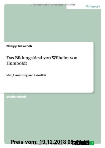Gebr. - Das Bildungsideal von Wilhelm von Humboldt: Idee, Umsetzung und Aktualität