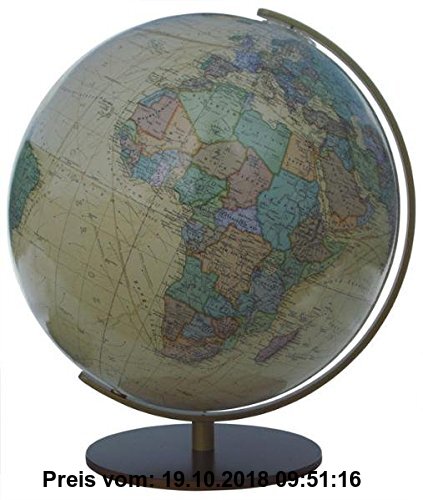 Gebr. - COLUMBUS ROYAL Leuchtglobus: 34 cm Durchmesser, Metallmeridian Messingausführung, Holzfuß Makassar Echtholzfurnier