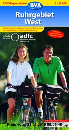 Gebr. - ADFC-Regionalkarte Ruhrgebiet West 1 : 50 000: Zwischen Lippe, Rhein und Bergischem Land. Mit neuem Radverkehrsnetz NRW. Alle Radtouren für Wo