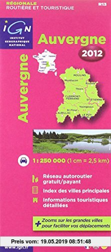 Gebr. - Auvergne 2012. 1 : 250 000: Carte haute précision et lisibilité optimale / Tous les radars fixes / Nouvelle numérotation des routes / Inclus l