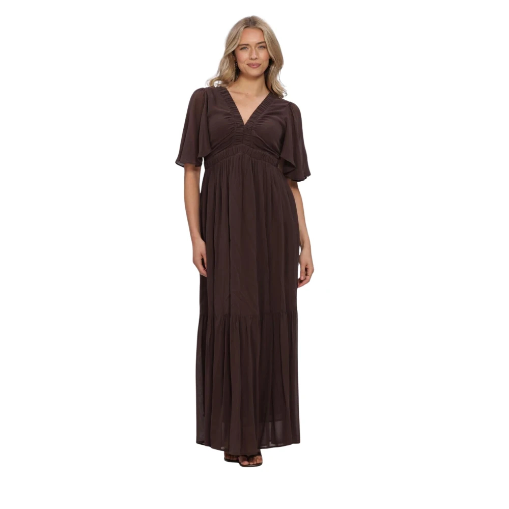 Ll-Allesia Maxi Jurk - Dames - Maxi kleedjes - Bruin - S - Kleedjes