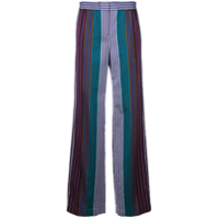 calça pantalona listrada azul e branca