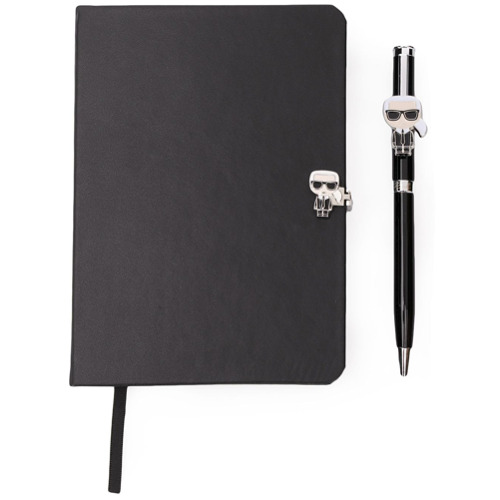 Karl Lagerfeld Conjunto porta notebook e caneta K/Ikonik - Preto