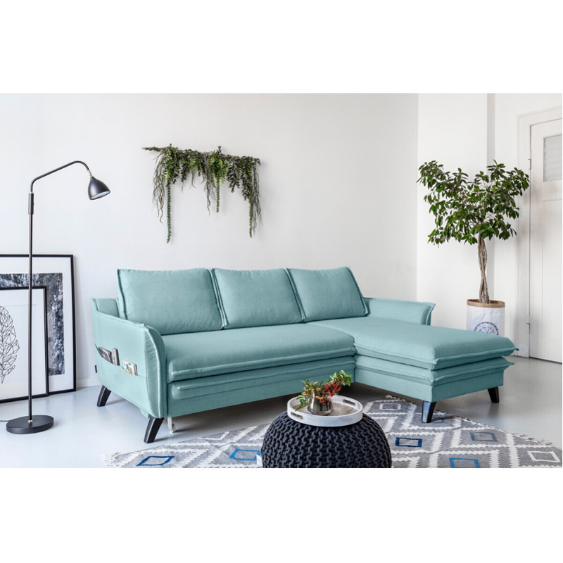 Bobochic Canapé d'angle convertible Boho aqua