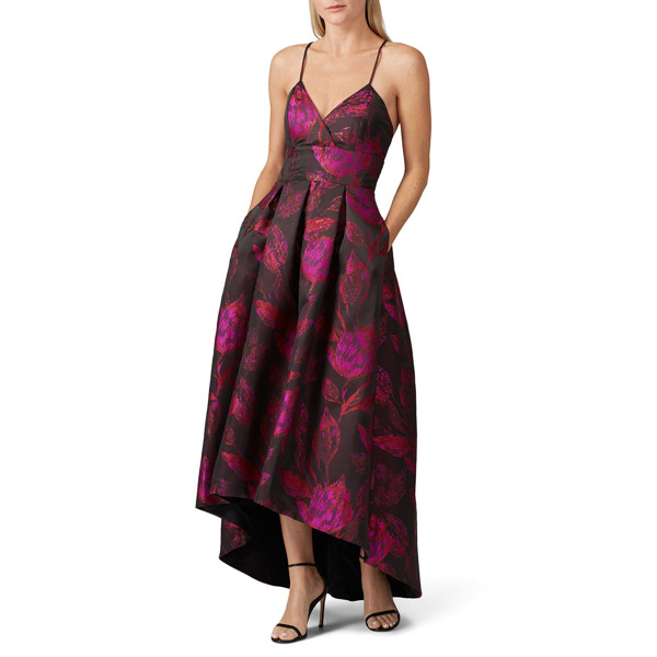 Hutch Floral Jacquard High Low Gown ...