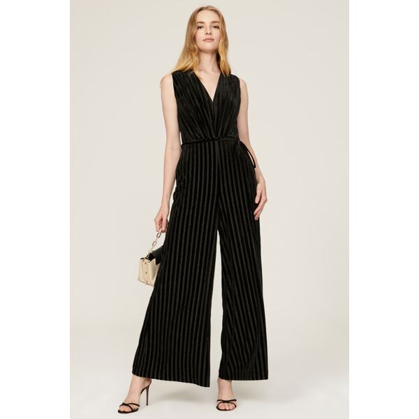Adam Lippes Collective Striped Velvet Jumpsuit black
