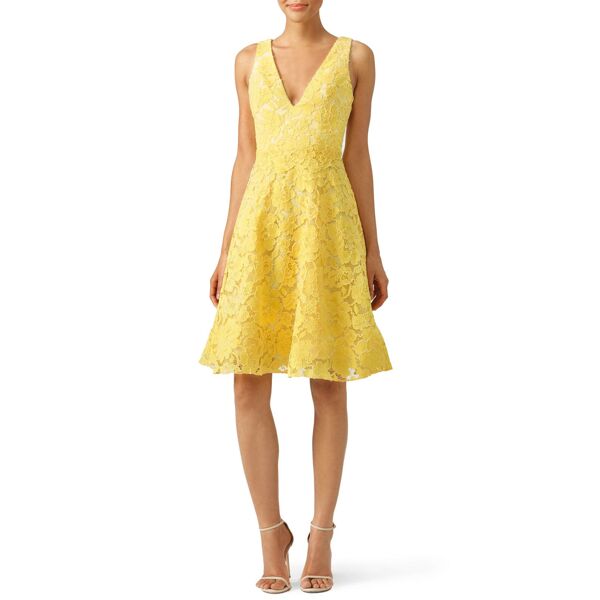 ML Monique Lhuillier Yellow Lace Sleeveless Dress yellow