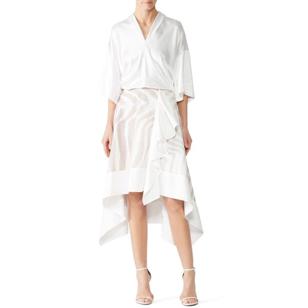 Adeam Asymmetrical Ruffle Skirt white-print