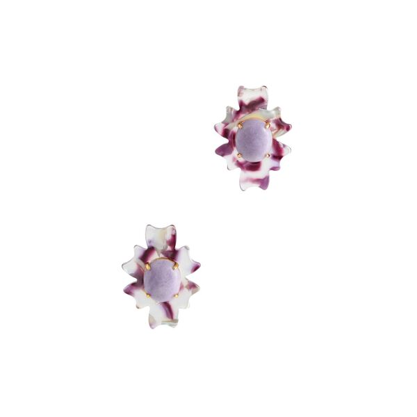 Lele Sadoughi Sante Fe Stone Button Earrings purple
