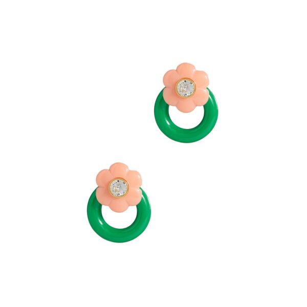 Lele Sadoughi Daphne Crystal Hoops Earrings pink-green
